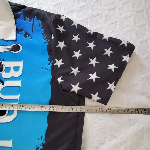 Bud Light American Flag Jersey Button Up Shirt Short Sleeve Patriotic  Size XXL - Picture 6 of 10